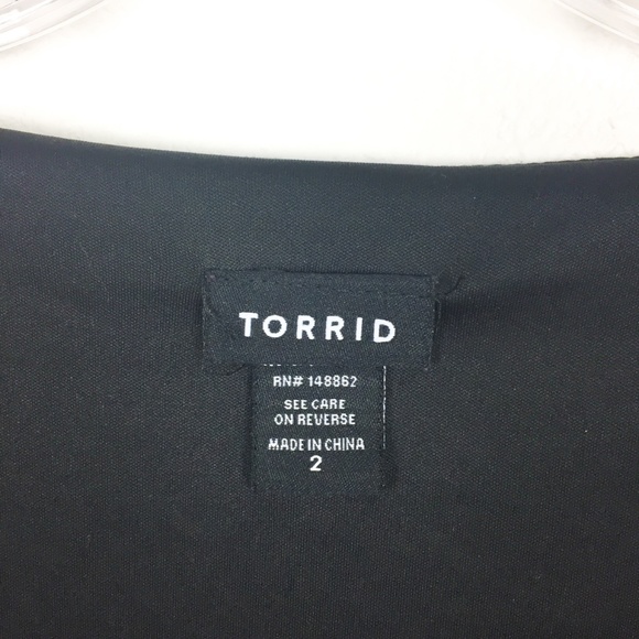 Torrid Chiffon Lace Up Blouse Top Black 2X - Picture 7 of 8